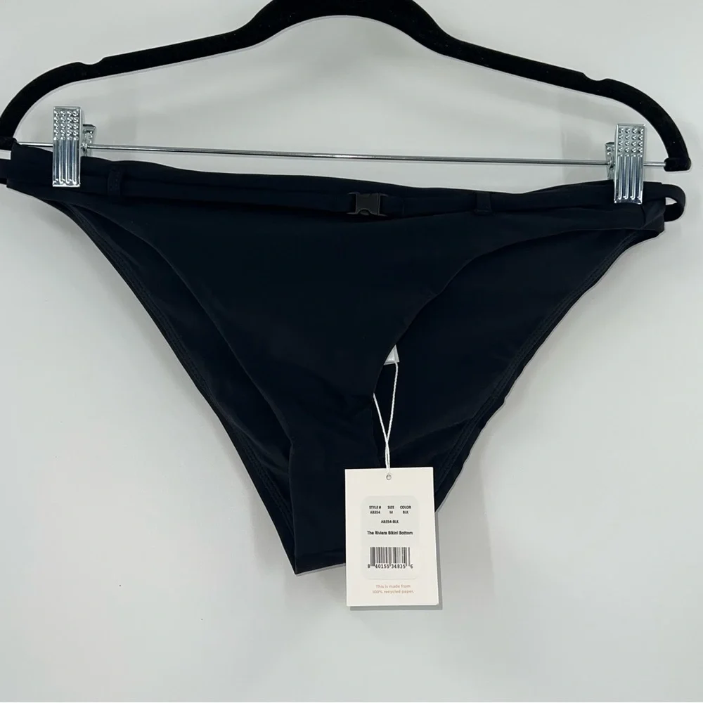 Andie Swim NWT The Riveria Bikini Bottom in Black size Medium